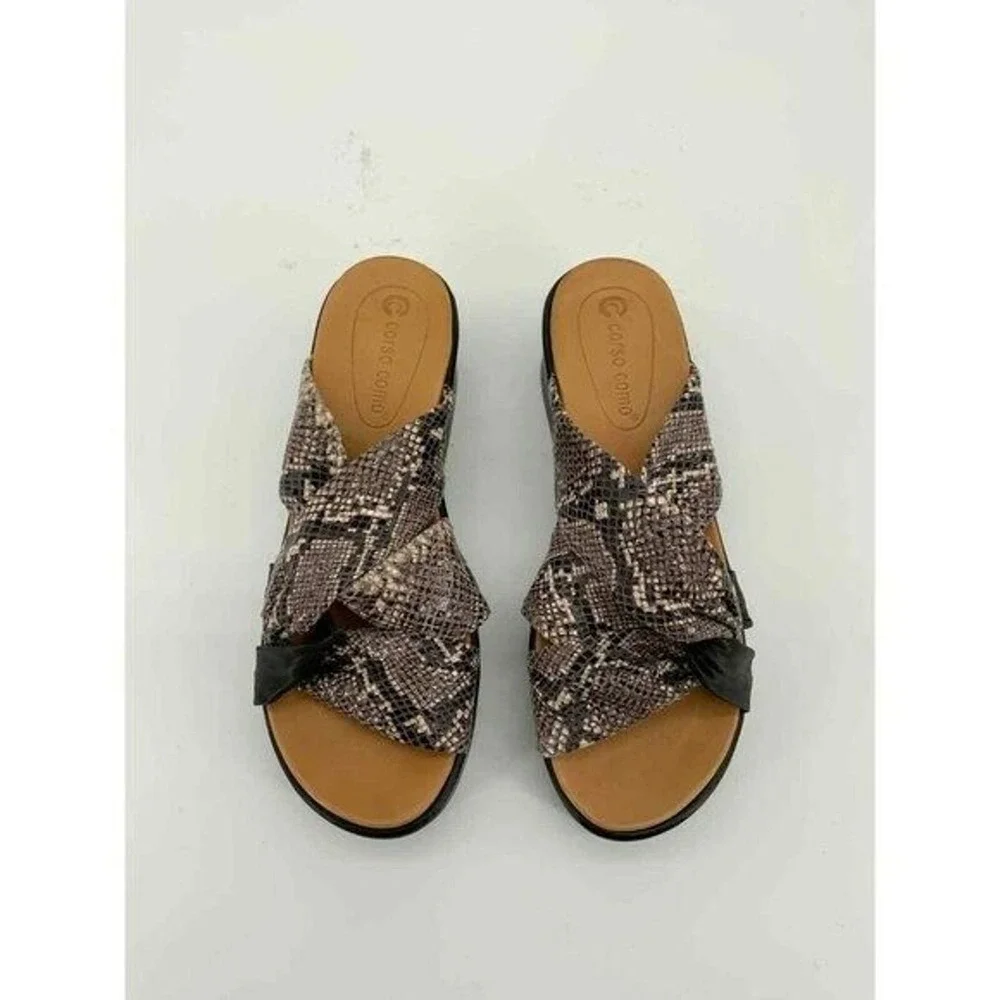 Anthropologie x Corso Como 7.5 Wynnter Platform Slide Sandal Snake Leather Wedge - Picture 4 of 7